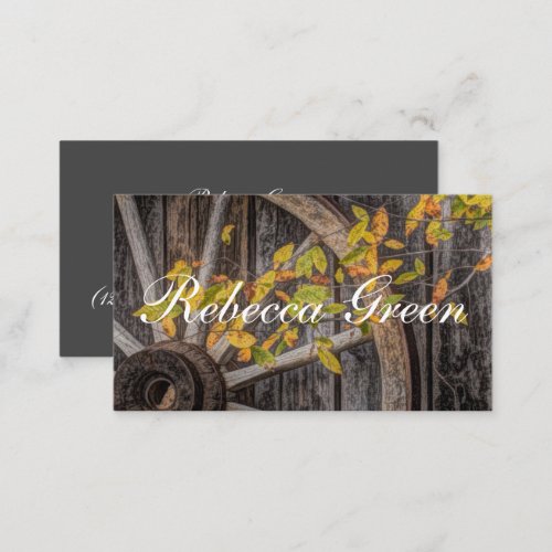 Country Charm _ Rustic Western Wagon Wheel Business Card