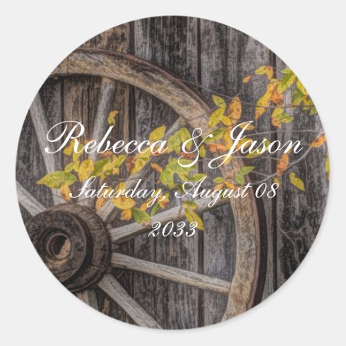 Country Charm _ Rustic Western Wagon Wheel Classic Round Sticker