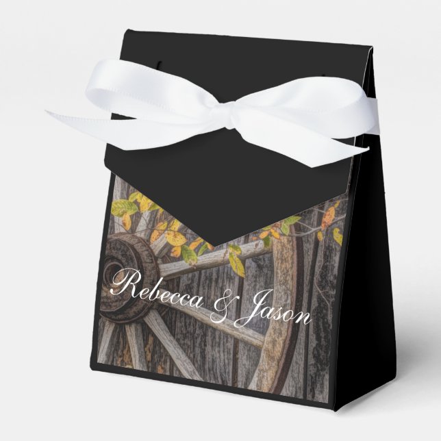Country Charm - Rustic Western Wagon Wheel Favor Boxes (Front Side)