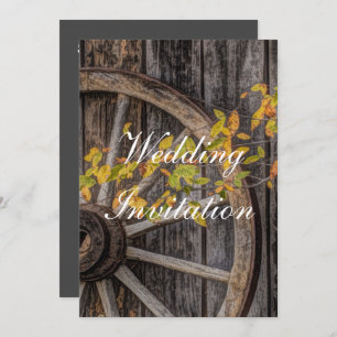 Country Charm - Rustic Western Wagon Wheel Invitation