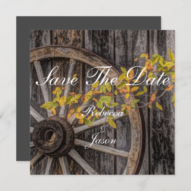 Country Charm - Rustic Western Wagon Wheel Invitation (Front/Back)