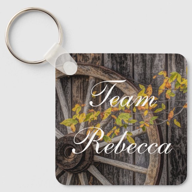 Country Charm - Rustic Western Wagon Wheel Keychain (Front)