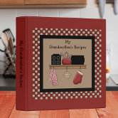 Rustic Vintage Farmhouse Kitchen Utensils Cookbook 3 Ring Binder