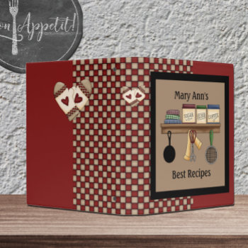 Country Check Recipe Binder by pinkladybugs at Zazzle