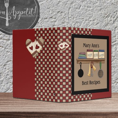 Country Check Recipe Binder