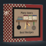 Country Check Recipe Binder<br><div class="desc">Cute country nostalgic recipe binder with check background and kitchen cannister shelf artwork. Customize the text to your liking. Designed with artwork from Alice Smith purchased at http://www.digiwebstudio.com DigiWeb Studio. NEW: Matching recipe pages (40 page pad) in two designs!</div>