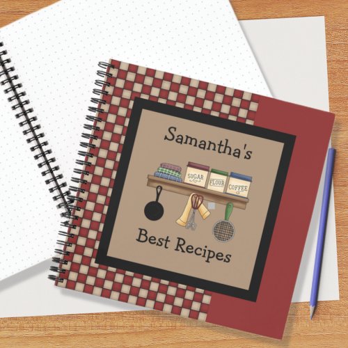 Country Check Recipe Spiral Notebook