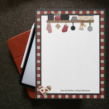 Country Check Recipes Notepad by pinkladybugs at Zazzle