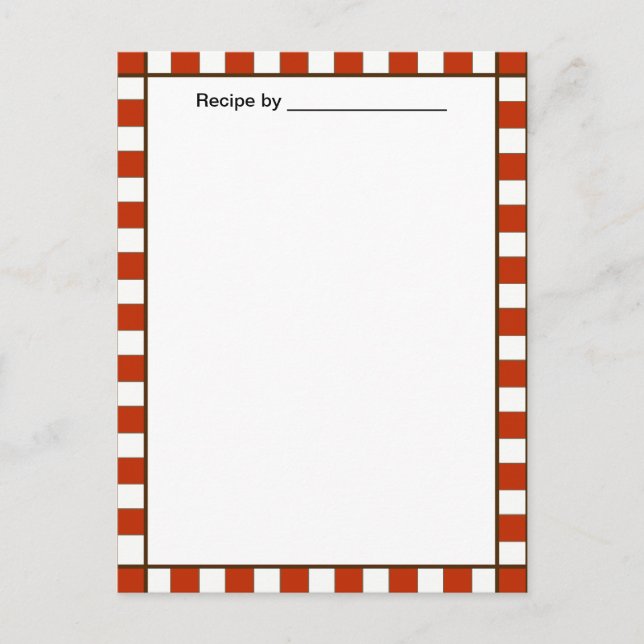 Country Checkered Recipe Blank #2 Card (Front)