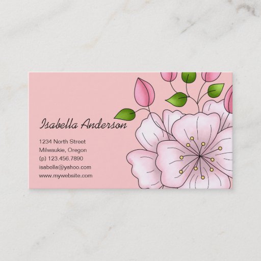 Customizable Country Cherries · Cherry Blossom Cluster Business Card Templates