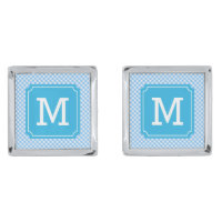 Country Chic Baby Blue Gingham Monogram Cufflinks
