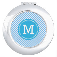 Country Chic Baby Blue Gingham Monogram Vanity Mirror
