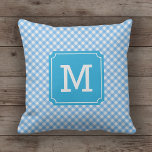 Country Chic Baby Blue Gingham Name Monogram Throw Pillow<br><div class="desc">This monogrammed pillow features a baby blue gingham pattern. It's perfect for a country chic or shabby and chic look for your home or dorm room. Personalize it by replacing the placeholder text. For more options such as to change the font and it's size click the "Customize it" button. *Please...</div>