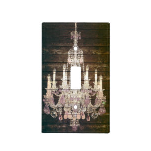 Country chic barn wood Rustic vintage chandelier Light Switch Cover