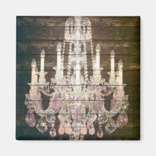 Country chic barn wood Rustic vintage chandelier Magnet