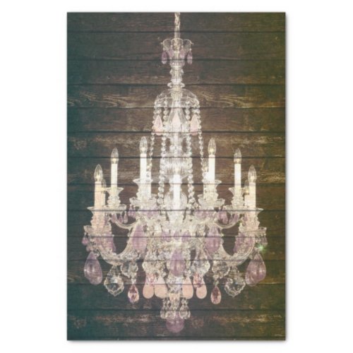 Country chic barn wood Rustic vintage chandelier Tissue Paper