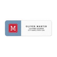 Country Chic Blue Gingham Monogram Address Label