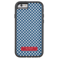 Country Chic Blue Gingham Personalize with Name Tough Xtreme iPhone 6 Case