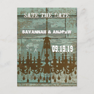 Country Chic Chocolate Mint Rustic  Save the Date Announcement Postcard