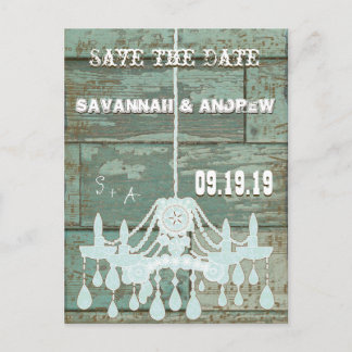 Country Chic Chocolate Mint Rustic  Save the Date Announcement Postcard