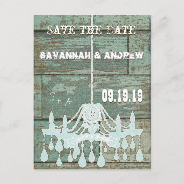 Country Chic Chocolate Mint Rustic  Save the Date Announcement Postcard (Front)