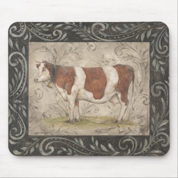 Country Chic Cow By Kate Mcrostie Mouse Pad by mlaviola at Zazzle