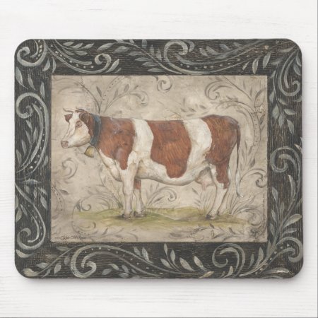 Country Chic Cow By Kate Mcrostie Mouse Pad
