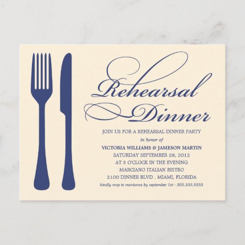 COUNTRY CHIC FLATWARE  REHEARSAL DINNER INVITE