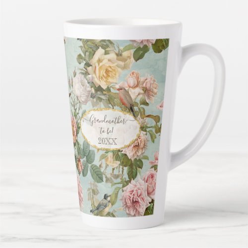 Country Chic Floral Blush Aqua Pattern Grandmother Latte Mug