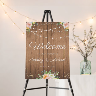 country chic floral rustic wood wedding welcome foam board