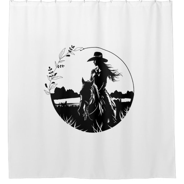 Country Chic Horse Cowgirl Western Equestrian Shower Curtain (Front)