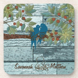 Country Chic Love Birds Sitting in a Tree Beverage Coaster