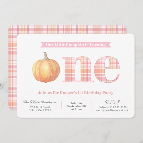 Country Chic Madras Plaid Girl 1st Birthday Party Invitation