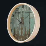 Country Chic Old Rustic Aqua Wood Chandelier Clock<br><div class="desc">Old Wood Peeling Paint Country Chic Personalized Musical Note Chandelier Clock Custom Wall Clock - Your Name - or change to read whatever you like. To change color click customize then edit. Use the last tool on the drop down - the little color box - click it to choose from...</div>