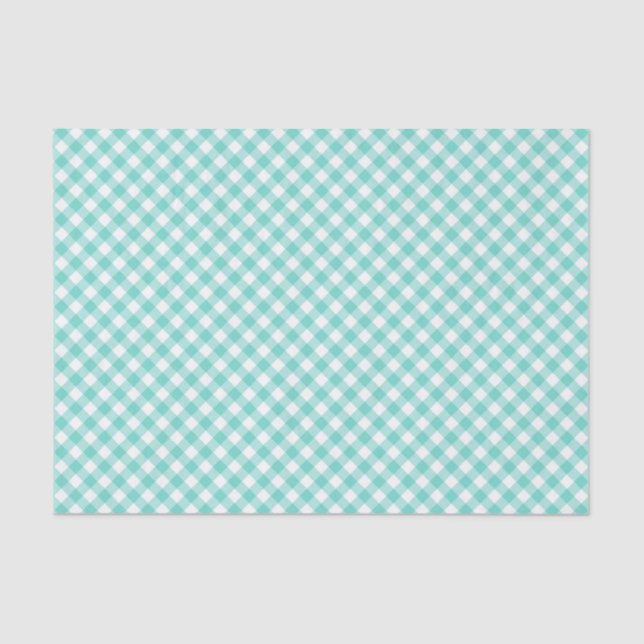 Country Chic Pastel Mint Turquoise Gingham Tissue Paper (Front)