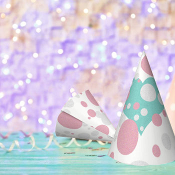 Country Chic Pink & Blue Hearts Polka Dot Sparkle Party Hat by Ohhhhilovethat at Zazzle