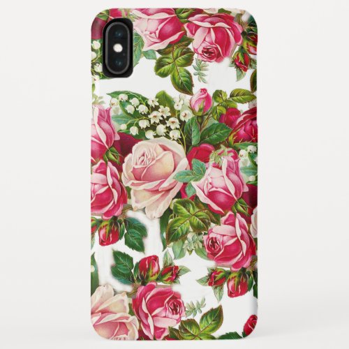 Country chic pink red green vintage floral iPhone XS max case