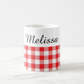 Country Chic Red Buffalo Plaid Custom Name Coffee Mug
