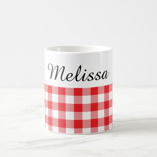 Country Chic Red Buffalo Plaid Custom Name Coffee Mug