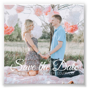 Country Chic Save the Date Square Photo Print