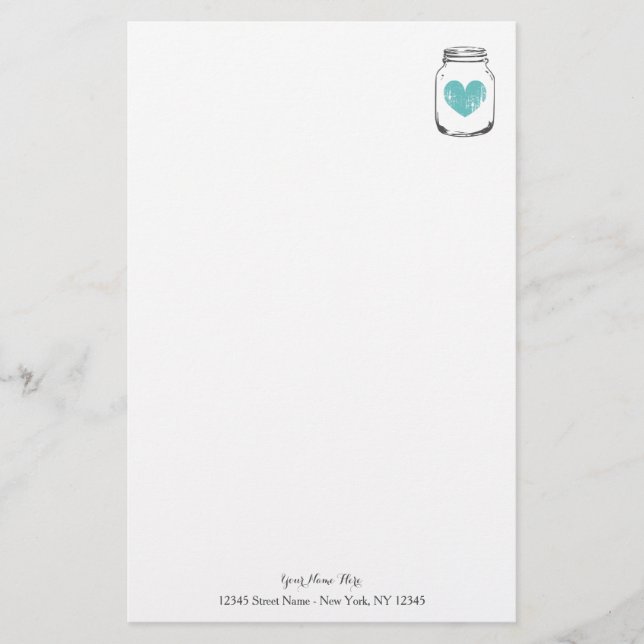 Country chic vintage mason jar stationery paper (Front)