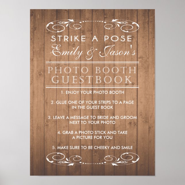 Country chic wedding Photo Booth Guest Book sign (Front)