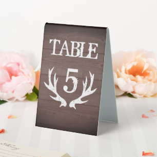 Country chic wood wedding table number tent signs