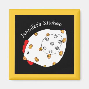 Country Chick Hen Square Magnet