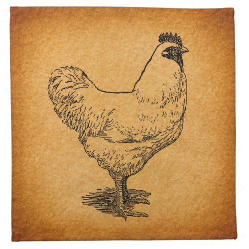 Country Chicken Farm Animal Art Vintage Rooster Cloth Napkin