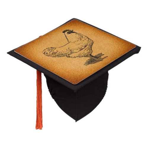 Country Chicken Farm Animal Art Vintage Rooster Graduation Cap Topper