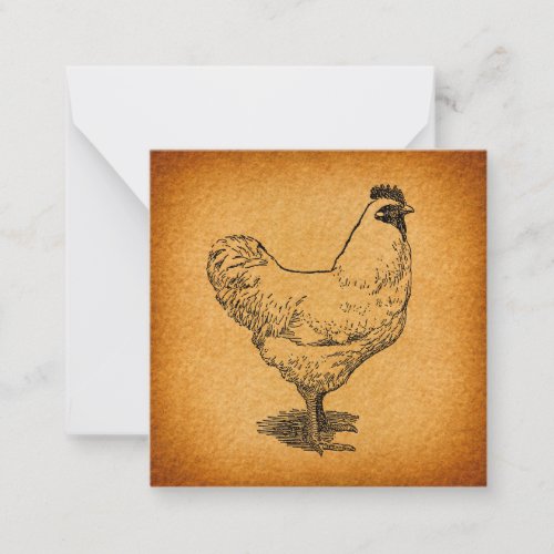 Country Chicken Farm Animal Art Vintage Rooster Note Card