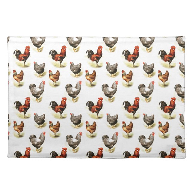 Country Chicken Pattern Cloth Placemat (Front)