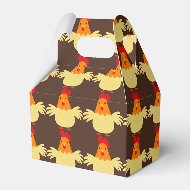Country chicken pattern party favor box (Front Side)