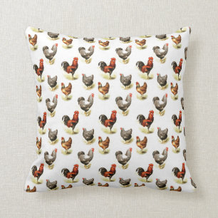 Country Chicken Pattern Throw Pillow